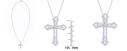 Macy's Cubic Zirconia Cross Pendant Necklace in Fine Silver Plate